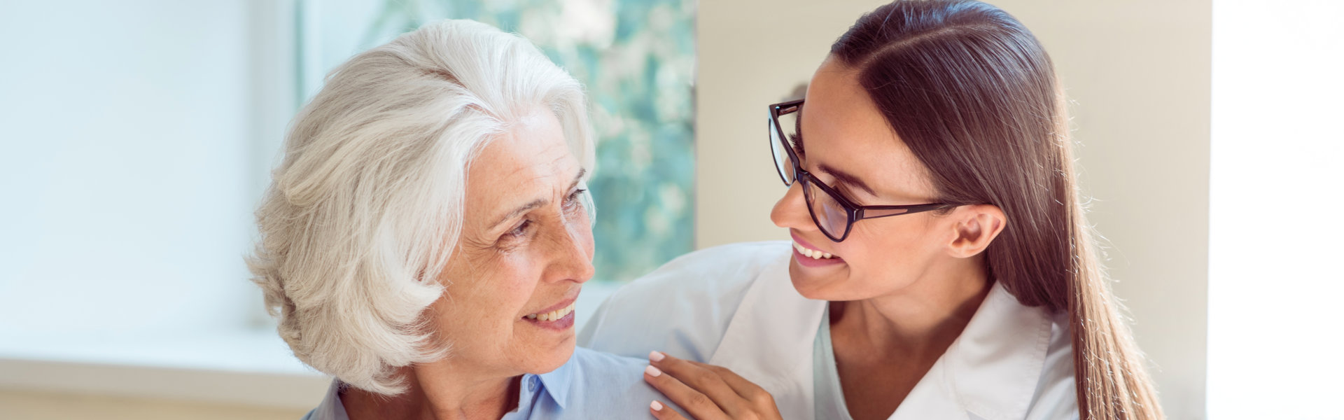 Elderly and female nurse